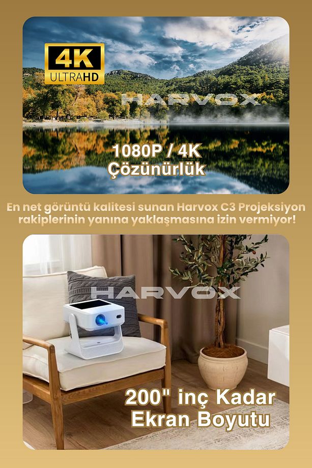 C3 Buds Ekranlı Projeksiyon Cihazı Taşınabilir Android Sistemli Wifi HDMI USB Destekli Projektör - 3