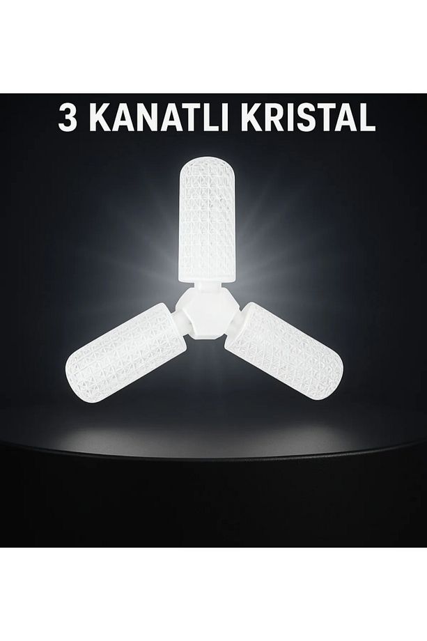 65w E27 Kristal Katlanabilir Pervane Model Led Ampul 3 Kanatlı Led Ampul 5000 Lümen - 3
