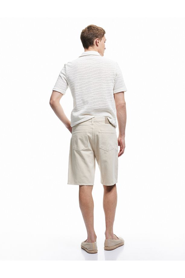 Normal Bel Pamuklu Cep Detaylı Bermuda Loose Fit Jean Şort - 3