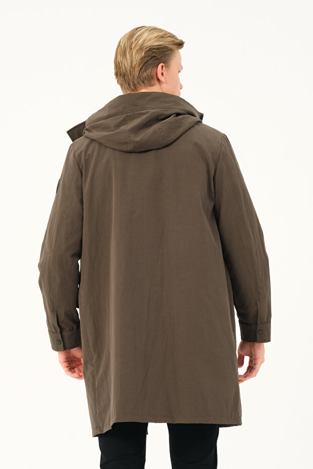 ЧОЛОВІЧИЙ ПАЛЬТО Довге чоловіче пальто з капюшоном - 8