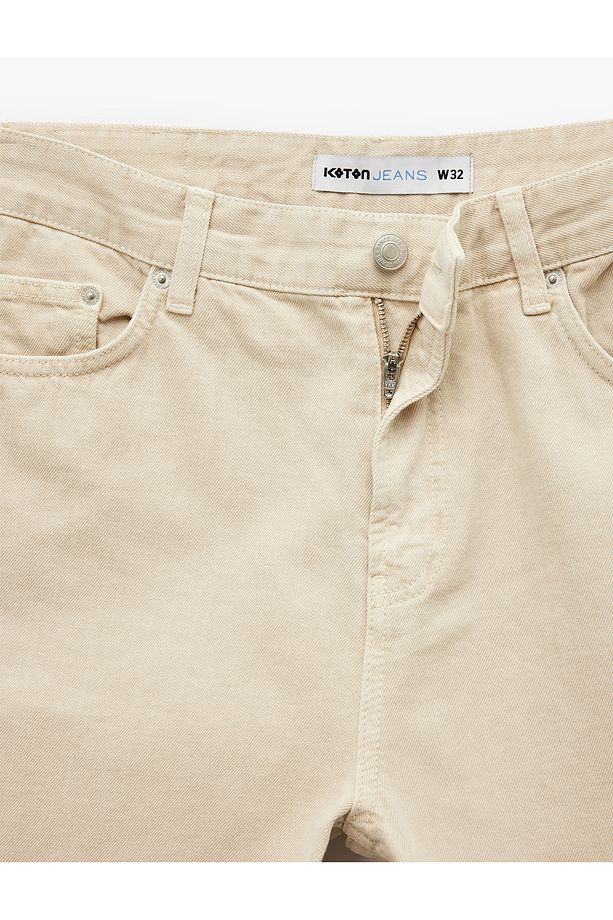 Normal Bel Pamuklu Cep Detaylı Bermuda Loose Fit Jean Şort - 6