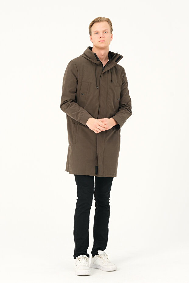 ЧОЛОВІЧИЙ ПАЛЬТО Довге чоловіче пальто з капюшоном - 7