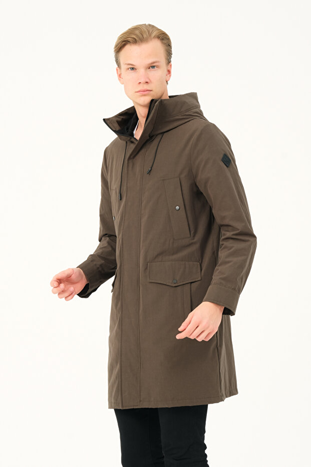 ЧОЛОВІЧИЙ ПАЛЬТО Довге чоловіче пальто з капюшоном - 1
