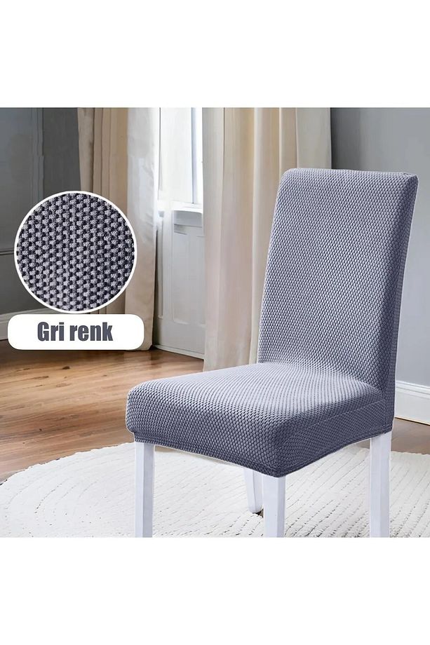 Bal Petek Desen 6 Adet Standart Lastıklı Mutfak Sandalye Örtüsü - 1