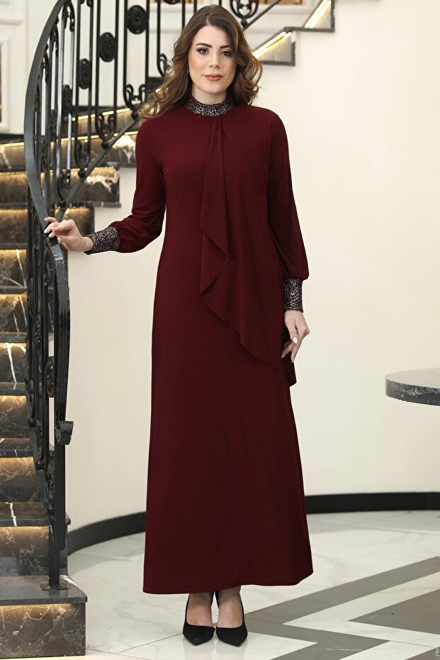 Efsane Sandy Elbise Bordo DNMELB42 - 1