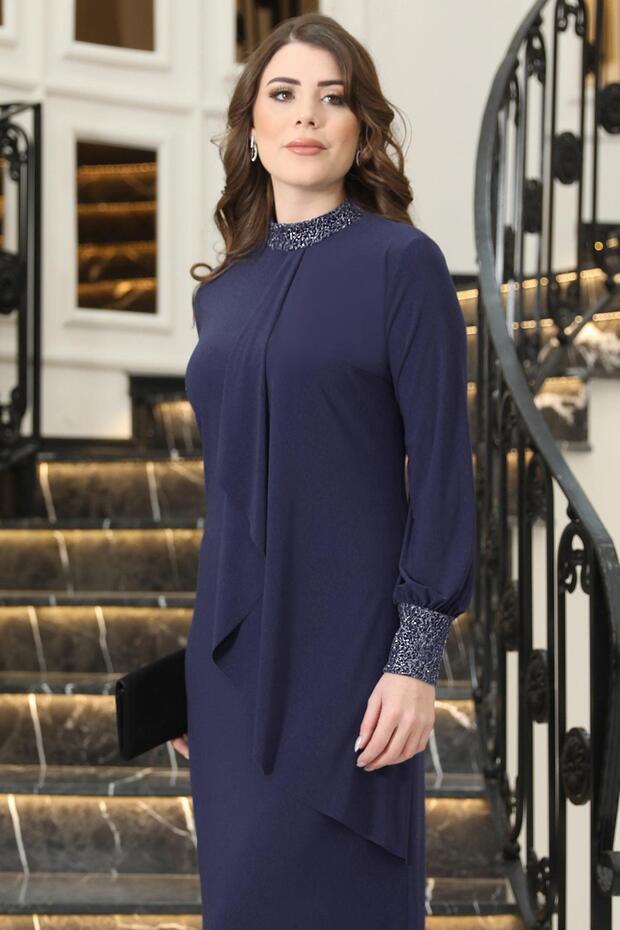 Efsane Sandy Elbise Lacivert DNMELB42 - 3