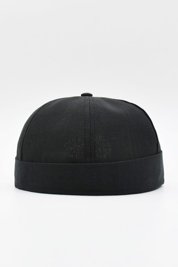 قبعة دوكر صيفية من الكتان الأسود - 2