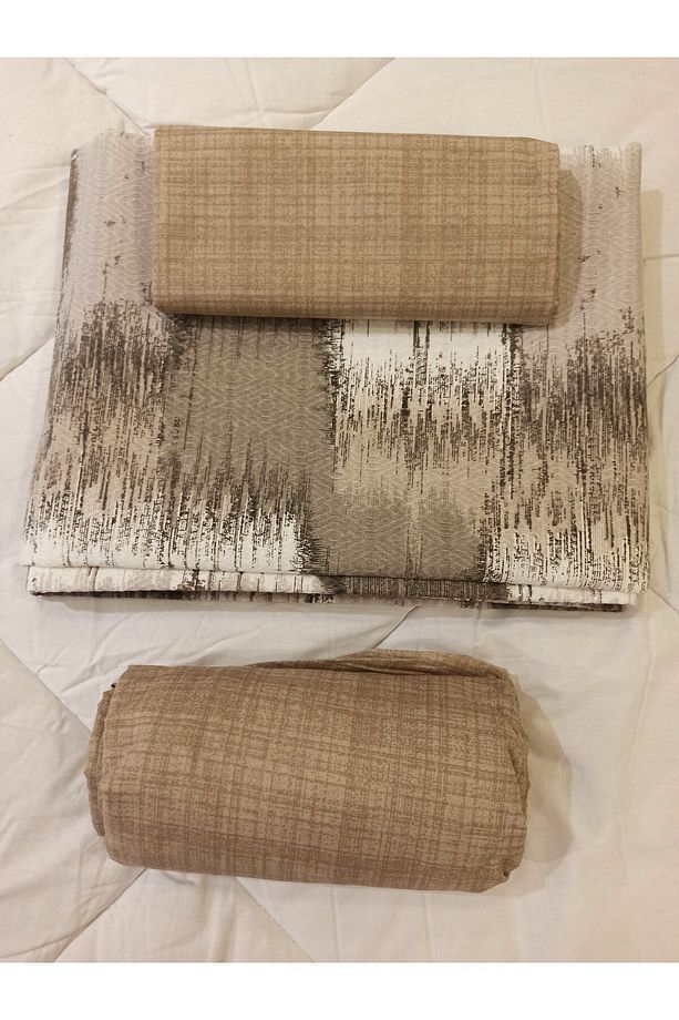 Patchwork Desenli Çarşafı Lastikli Çift Kişilik Pike Takımı - Kahve - 6