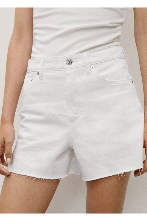 Paçaları dikişsiz denim şort - 7