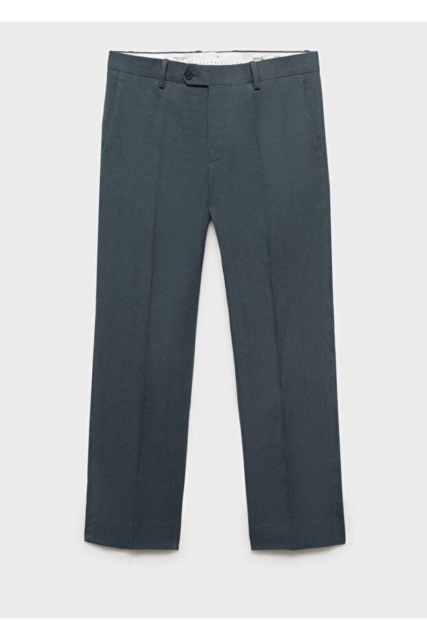 %100 keten düz kesim pantolon - 3