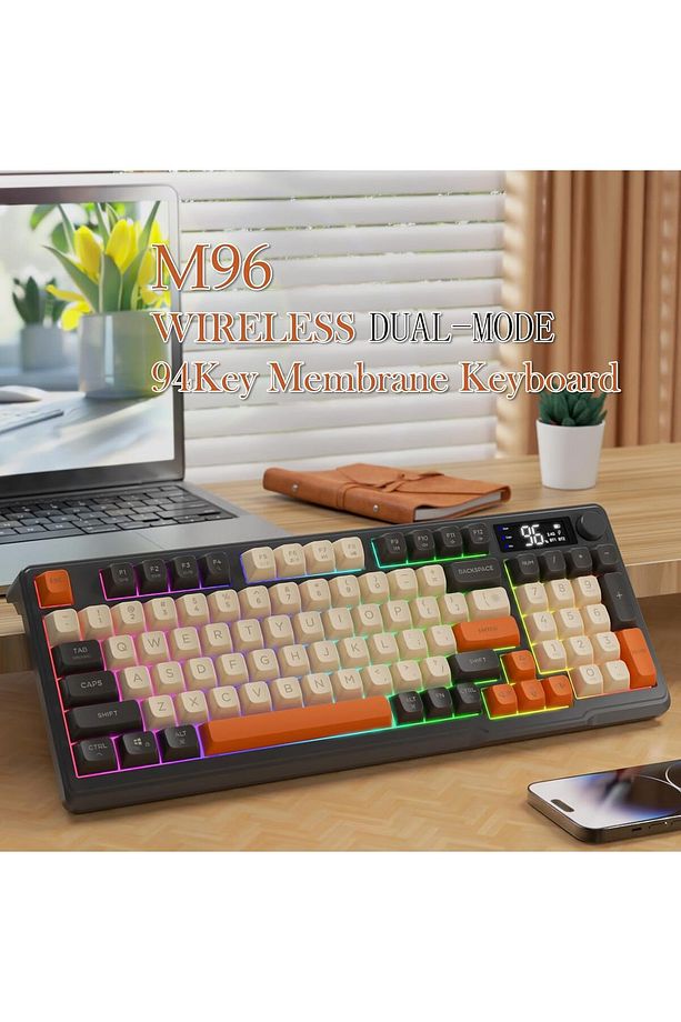 Gaming Oyuncu Klavye RGB Kablosuz 2.4ghz -Bluetooth Çift Bağlantılı Tft Led Ekranlı Oyuncu Klavye - 3