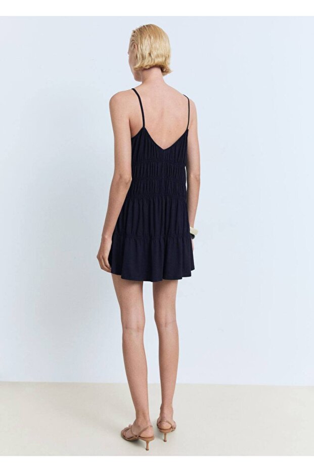 Büzgülü Kısa Elbise - 4