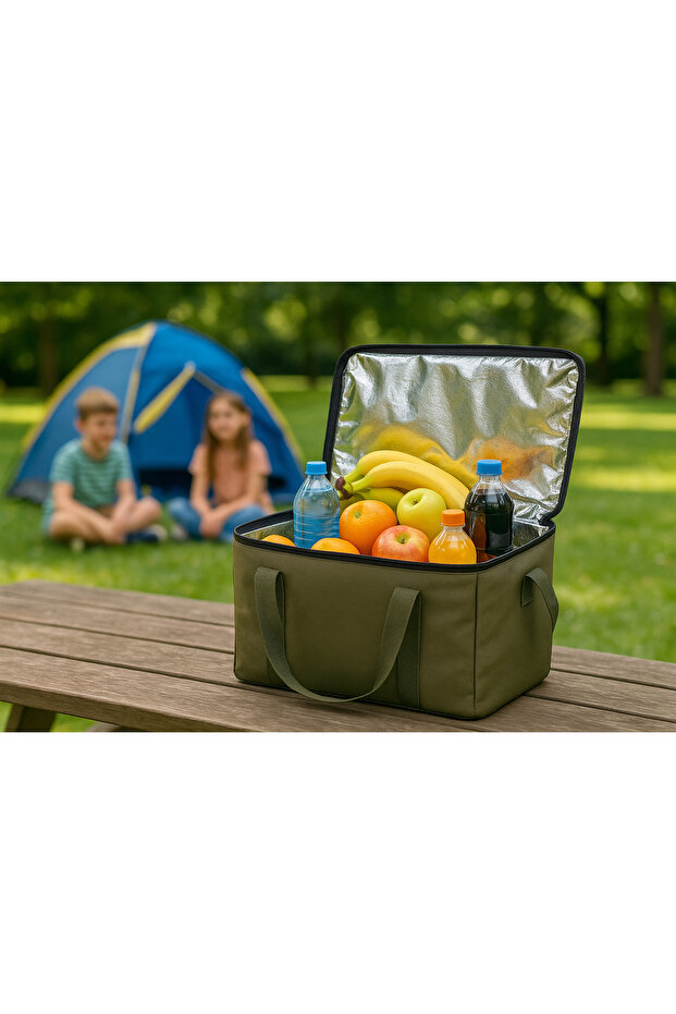 Hot Cold Holder Bag Thermal Takeaway Measures in Camping Picnic Beach : 40 *25 *20 Khaki Green