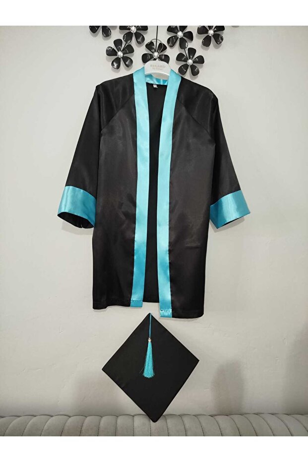 Set of 2 Turquoise Graduation Robe, Blue Graduation Robe-Kep for School