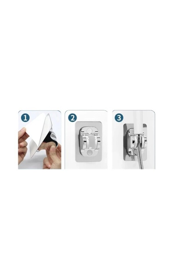 Yapışkanlı Duş Başlığı Tutucu , Ayarlanabilir Su Geçirmez Yapışkanlı Mafsal Chrome - 4