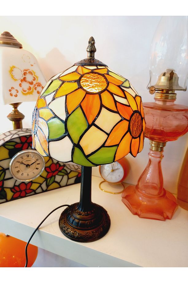 Vitray Abajur Masa Lambası Gece Lambası Dekoratif Aydınlatma - 6