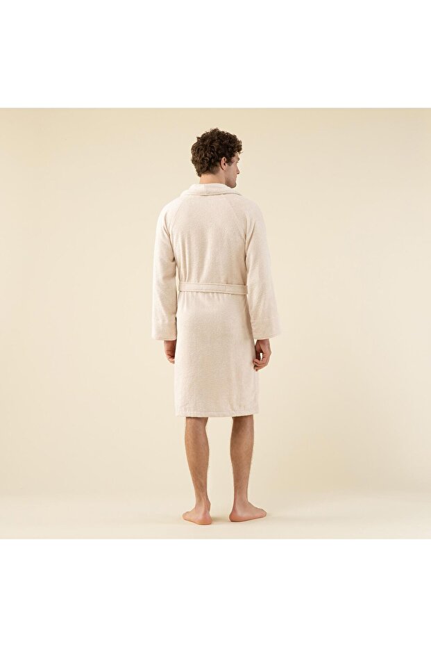رداء حمام سادة للجنسين بيج - 4