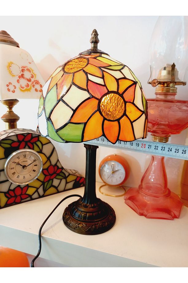 Vitray Abajur Masa Lambası Gece Lambası Dekoratif Aydınlatma - 8