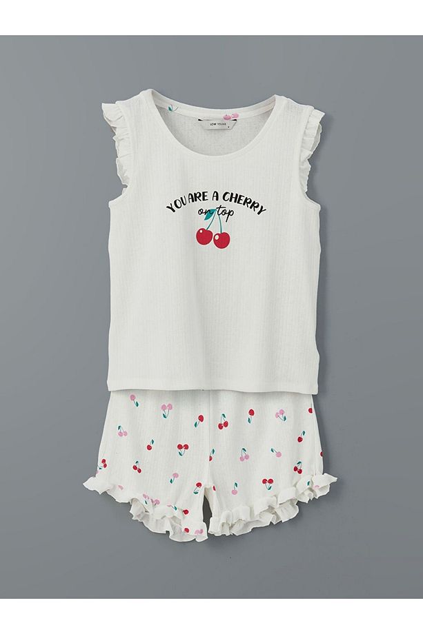 LCW Young Bisiklet Yaka Baskılı Kadın Şortlu Pijama Takımı - 4