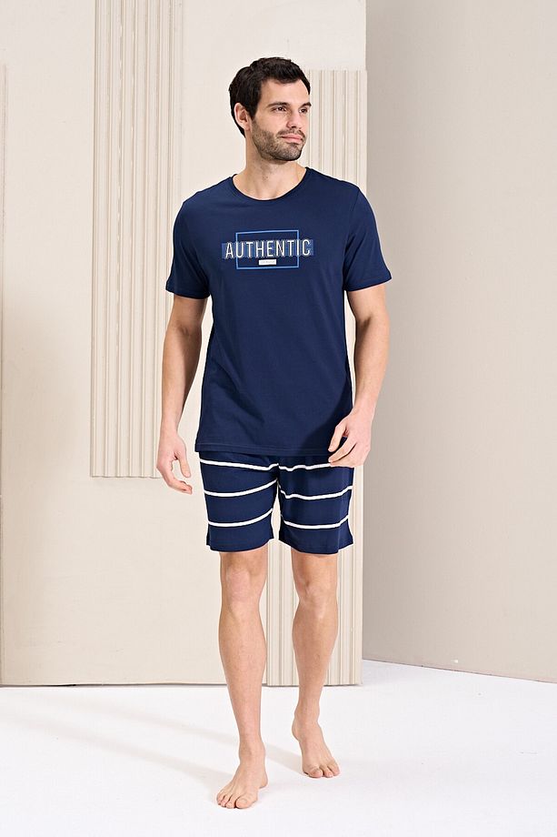 Erkek Pijama Takımı Şortlu Kısa Kol - 2