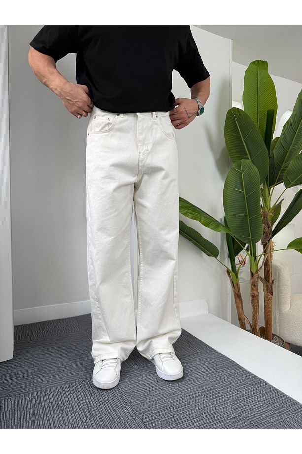 Ekru GG Gabardin Baggy Pantolon - 1
