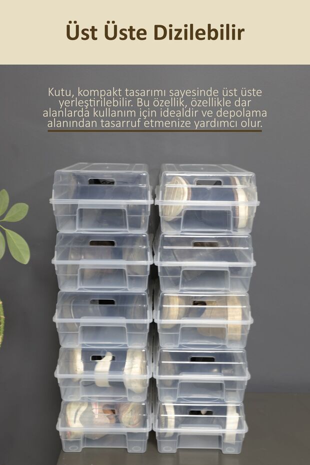 10 Adet Erkek Ayakkabı Kutusu Şeffaf Ayakkabı İstifleme Saklama Kutusu - 4