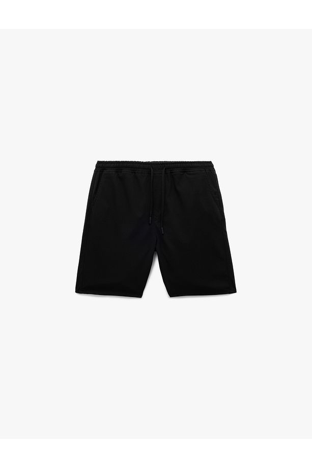Viskon Karışımlı Cep Detaylı Bermuda Slim Fit Beli Bağcıklı Şort - 4