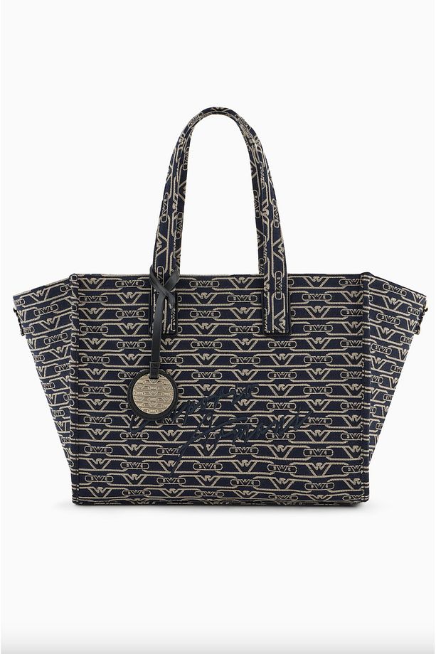 Medium Shopper Bag in Jacquard Canvas with All-over Monogram - 1