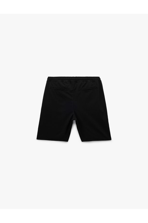 Viskon Karışımlı Cep Detaylı Bermuda Slim Fit Beli Bağcıklı Şort - 5