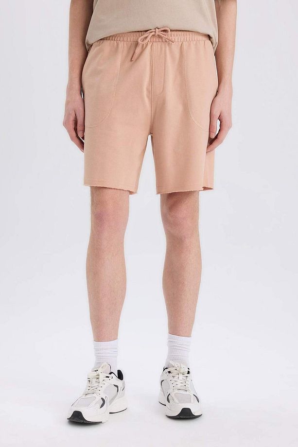 %100 Pamuk Slim Fit Dar Kesim Dar Paça Cepli Basic Düz Şort B8673AX25SM - 1