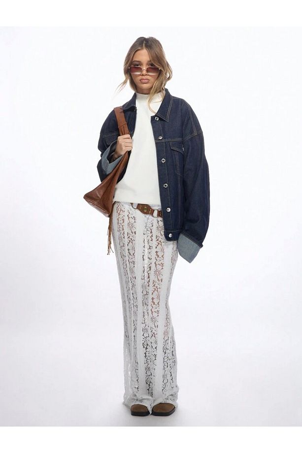Y2k Boho Beach Glow Transparan Dantel Maxi Etek - 4