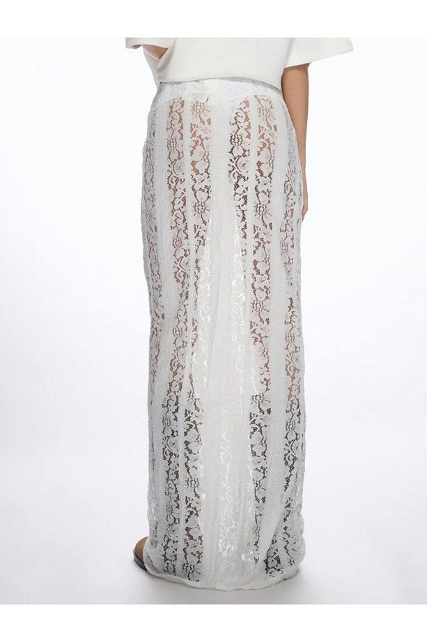 Y2k Boho Beach Glow Transparan Dantel Maxi Etek - 2