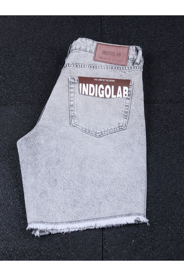 Erkek Gri Baggy Denim Şort - 4