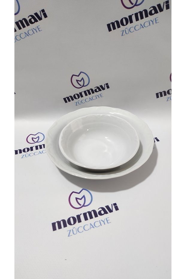 Porcelain Anatolian White 12-Piece Plate Set for 6 People (Bowl & Plate)