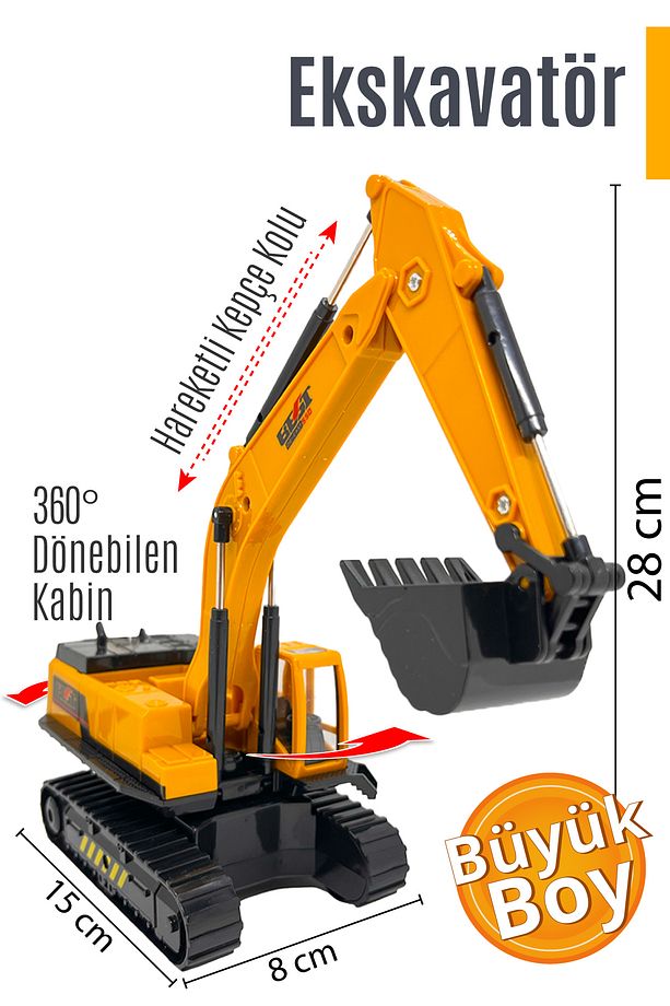 Oyuncak İş Makinesi Ekskavatör / Kepçe Iş Makinası - Sürtmeli - 1
