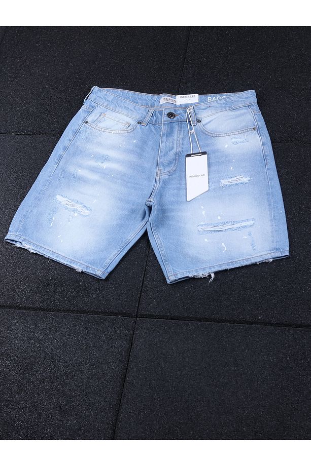 Erkek Mavi Baggy Denim Şort - 2