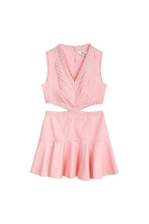 Volanlı cutout elbise - 1