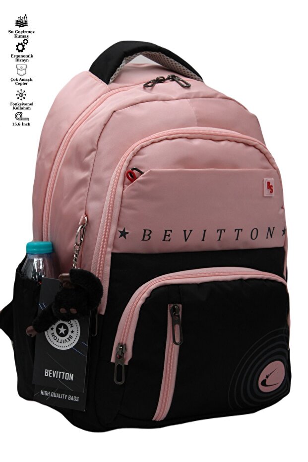 Bvt-34400 Water Repellent Fabric Unisex School Bag Powder-Black School Backpack