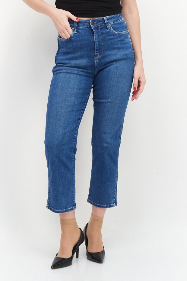 Women Slim Fit High Waist Denim Jeans, Blue