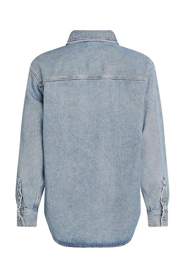 Kadın Mavi Uzun Kollu Gömlek - 6