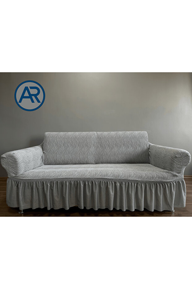 Jacquard Waterway Pattern 3 Person Seat Cover with Elastic Skirt Seat Cover Flexible Fabric Stain Resistant