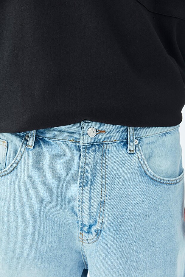 Oversize Bermuda Denim Şort Mavı Renk-1 - 3