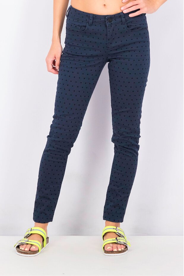 Women Skinny Fit Stretchable Printed Jeans, Navy