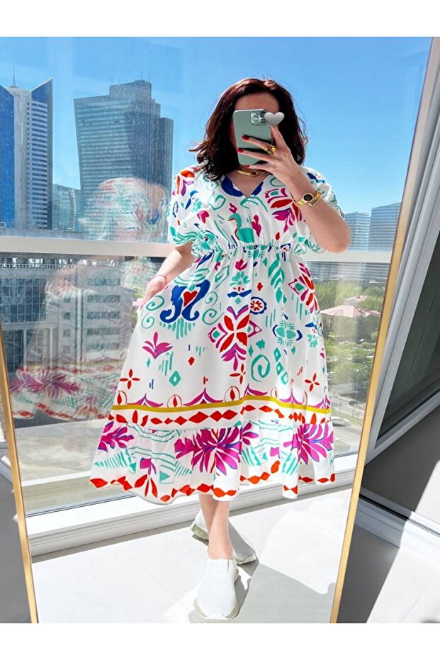 Patterned Mini Length Dress