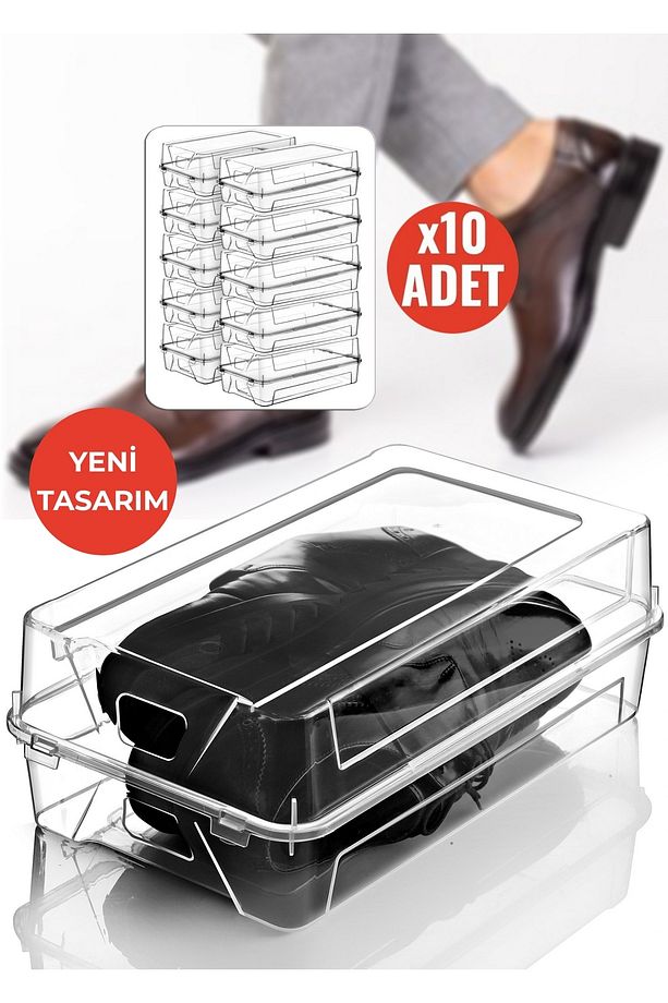 10'lu Set Erkek Ayakkabı Saklama Kutusu - 1
