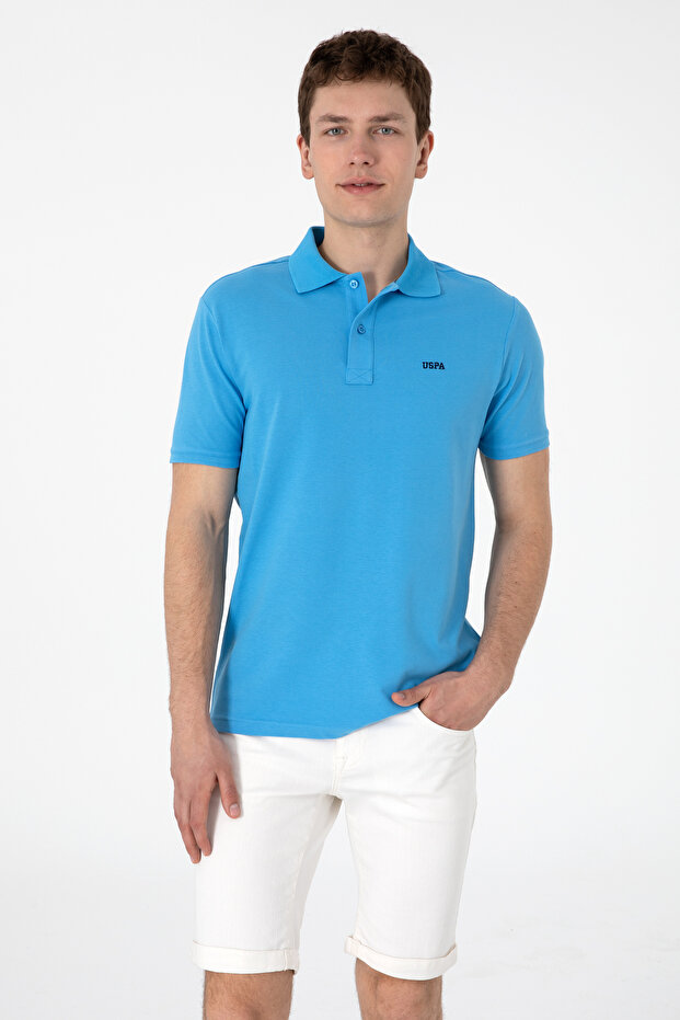 Men's Regular Fit Polo Neck Turquoise Basic T-Shirt 50306007-Vr093