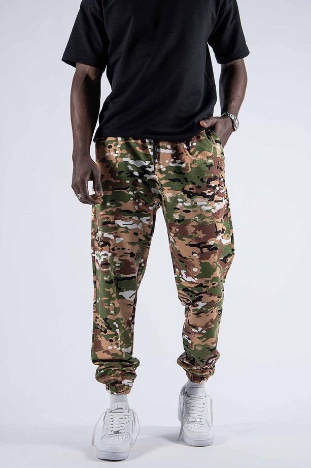 Erkek Kamuflaj Desenli Bol Yeşil Jogger Pantolon - 2