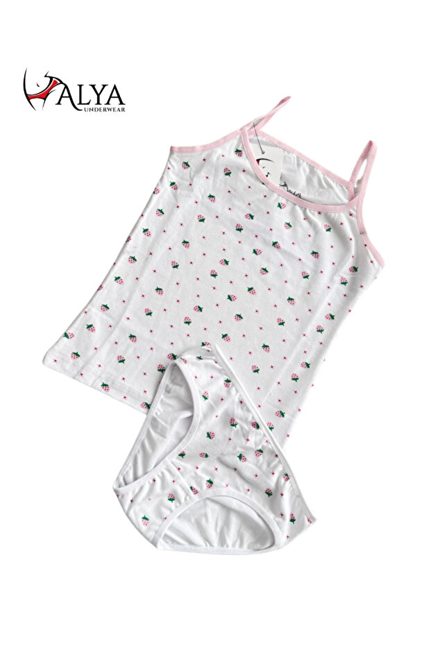 Girl's Printed Rope Strap Tank Top and Slip Set