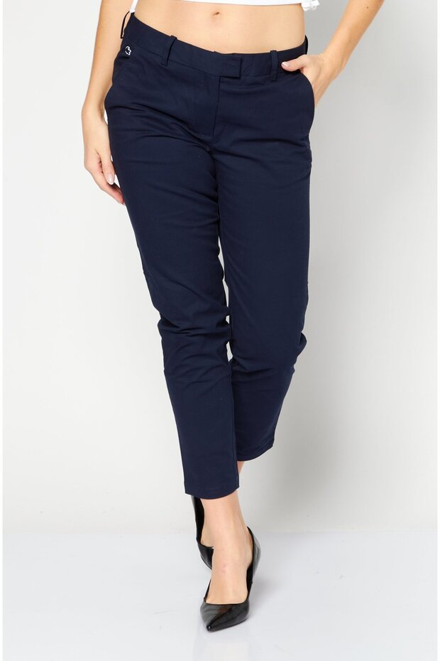 Women Regular Fit Solid Chino Pants, Navy