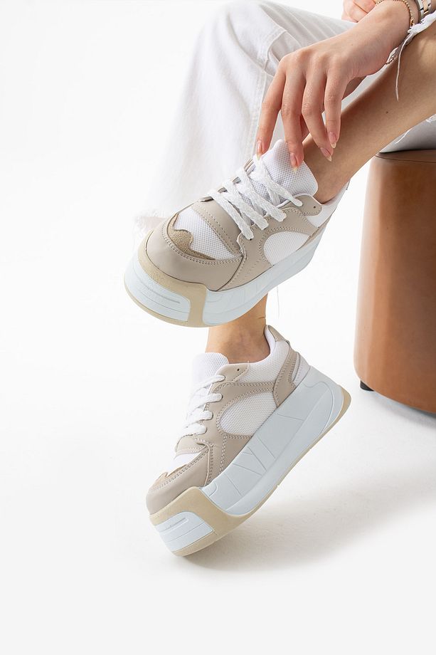 Kadın Yüksek Dolgu Platform Taban Air Mesh Örme Memory Foam İç Taban Sneaker Spor Ayakkabı - 1